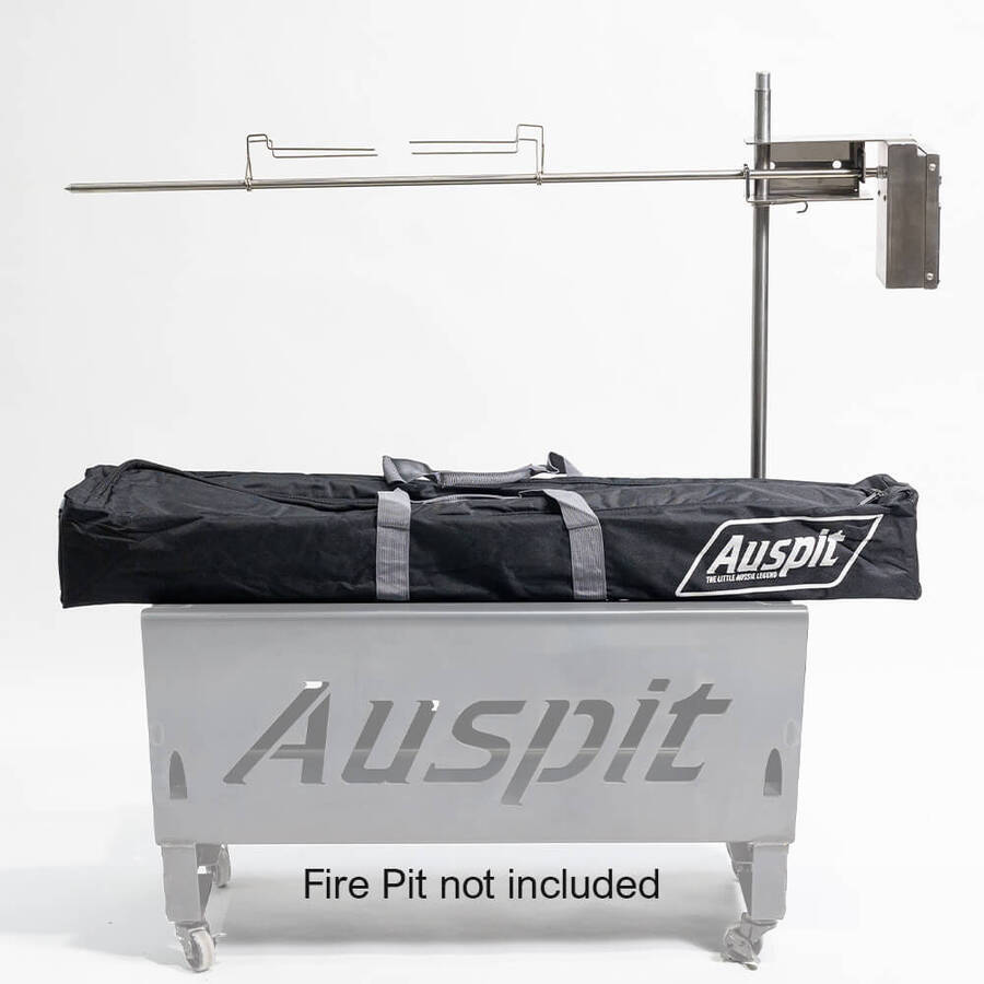 Auspit Compact Portable Camping Spit Rotisserie Package - Silver