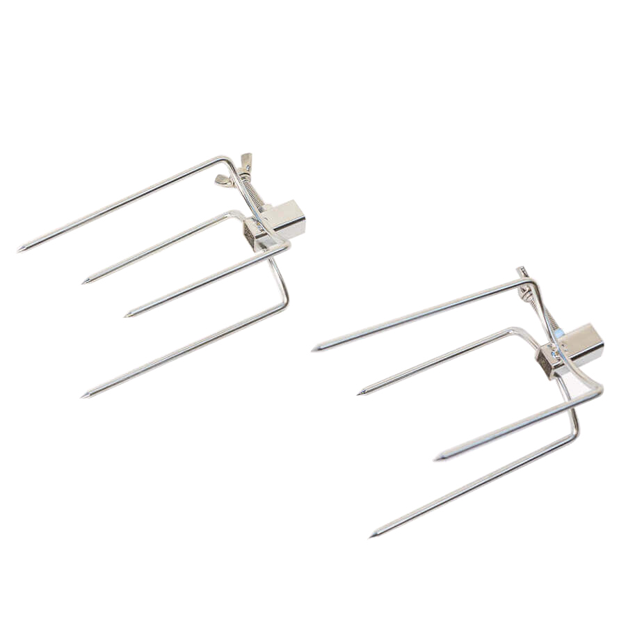 Small 4 Prong Rotisserie Fork for Chicken - 10mm square x 2 - Flaming Coals