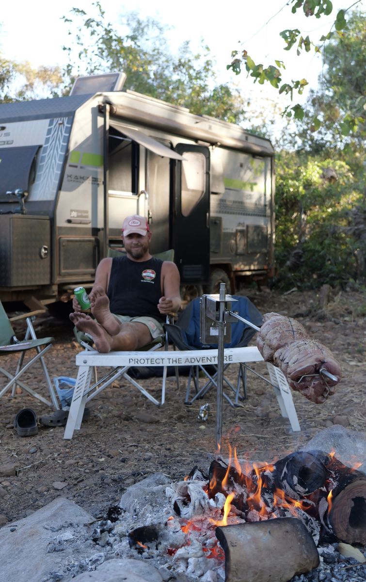 This image shows the Auspit Rotisserie cooking roasts.