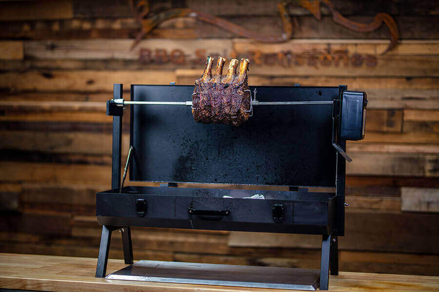 This_image_shows_rib_eye_steak_being_cook_on_Mini_Spit_Roaster