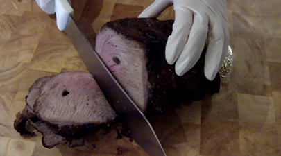 This image shows a cooked roast beef