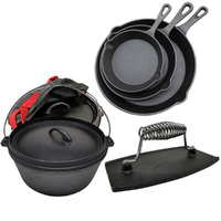 Flaming Coals Cast Iron Cookware Combo with 9qt Camp Oven