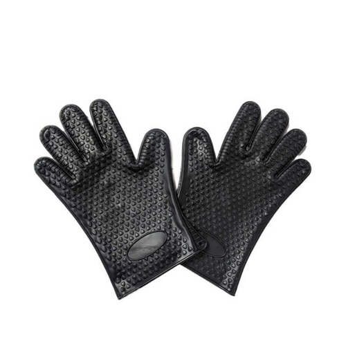 Flaming Coals Silicone BBQ Gloves - Black
